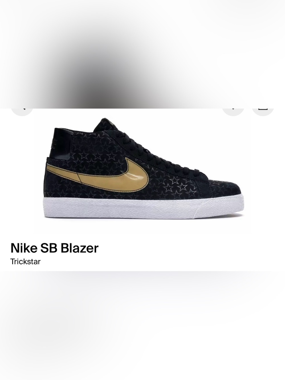 Nike SB Blazer Premium “Trickstar BMX” Black and metallic Gold Size 9.5